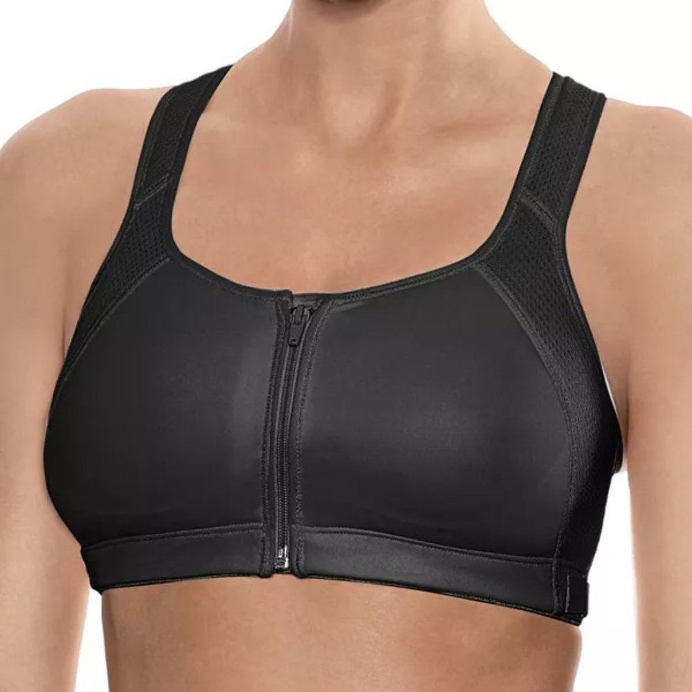 Champion BLACK Zip Tech Sports Bra Style 1699